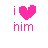 Six pixelated frames of a pink 'i ❤ him' icon arranged in a 3x2 contact sheet with varying heart fill states and text clarity.