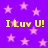 Purple background with pink stars and yellow text reading "ILuv U!" repeated four times in a pattern