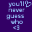 Pixelated text on a purple background with one version showing a heart symbol replacing the apostrophe in 'you'll' and another without it.