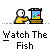 Animated contact sheet showing 11 frames of a pixel art fish tank animation with a yellow stick figure and orange fish, arranged in a 4x3 grid on gray background.