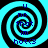 Four identical spiral patterns with blue and black colors, each containing text elements arranged in a circular layout.