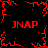 Red pixelated text and branching patterns on a black background with four 'JNAP' labels arranged around the perimeter.