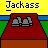 Animated sequence showing a character's transformation across with changing facial features and body parts on a red and green background