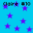 Blue background with purple stars and repeated black text "Claire #10" in pixelated font.