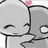 Pixelated cartoon elephant with closed eyes and a pink heart above its head, next to two dinosaurs with heart-shaped thought bubbles and green hearts below.