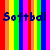 A 4x4 contact sheet of a softball-themed animated icon showing sequential frames with rainbow striped backgrounds and text overlays, including two small images of a female pitcher in action.