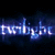 Animated text 'twilight' in blue glowing letters with pixelated edges against a dark background, repeating horizontally.