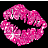 Pixelated pink lips icon with black background and white highlights, appearing as a stylized mouth shape in low-resolution digital art style.