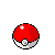 Pixel art of a red and white Poké Ball, two gray spherical halves with black outlines, a gray sphere partially covered by pink pixels, and Pikachu waving.