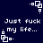Dark blue background with white pixelated text and geometric shapes repeating in a pattern