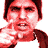 A 4-frame animated contact sheet showing a person in four distinct facial expressions and hand gestures against a white background, with red color tinting across all frames.