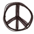 A pixelated peace symbol rendered in dark brown against a white background, with visible pixelation and no additional elements.