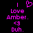 Pixelated pink text and symbols on black background with heart symbol above 'Love Amber.' text.