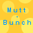 Yellow background with blurred circular shapes and blue pixelated text reading "Mutt - Bunch" in four identical positions