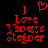 Red pixelated text and a heart symbol on black background, with one version showing the heart as solid red pixels.