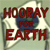 Static pixelated icon featuring red text "HOORAY FOR EARTH" over a blue-green globe with white star-like shapes on a light green background.