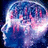 A pixelated animated head with blue and pink hues, showing a side profile turning from left to right across frames.