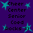 Dark purple background with repeating teal star shapes and black text reading "Cheer Center Senior Coed Rocks 3" in a pattern