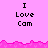 Pixelated text "I Love Cam" repeated across a pink background with jagged pink borders, transitioning from three full to two partial