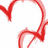 Red heart-shaped motion trail on white background with brown text reading "I Dream About Him Every Night And Yet I Don't Know What To Say-U" and "I Think About Him Every Day".