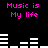 Black background with pink text "Music is My life" and white audio equalizer bars in a repeating pattern.