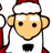 Pixelated Santa-like figure with light skin, white beard, and red hat appears on left; cyan text reads "Santa is real... he just has the same handwriting as my mom..." below.