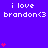 Purple background with repeated white text 'i love brandon<3' and red heart symbols in various quantities.