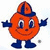 Orange cartoon character with blue limbs and hat, smiling face, arms outstretched in three sequential poses.