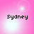 Four identical pink square each display the name 'Sydney' in black pixelated text with a bright white light effect in the background
