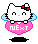 Pixelated white cat with red bow and blue wings holds pink heart with 'nE×T' text, set against gray background with black shadow below.