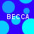 Blue background with light blue circles and white text reading BECCA repeated four times.