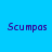 Four instances of the text 'Scumpas' in purple pixelated font on a bright blue background, each partially overlapped by light pink rectangular shapes.