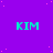 A static image with a purple background featuring scattered pink dots and repeated cyan text "KIM" in a pattern