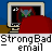 identical pixelated computer monitors with red chairs, each displaying a changing screen with 'StrongBad email' text below