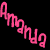 Pixelated pink text 'Amanda' with a stylized lip graphic on black background, two identical frames side-by-side.