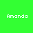 Green background with four instances of the name "Amanda" in white pixelated text, each positioned near a light blue rectangular shape.