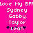 Pixelated text on bright pink background with white and dark blue elements, featuring repeated names and a heart symbol.