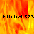 Animated fire background with repeated text "Mitchell573" in black pixelated font