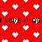 Red background with white pixelated hearts and black text reading "I LOVE U AG" repeated across the image.