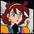 A pixelated anime-style character with red hair and glasses on the left, next to a black background with white text reading "Anime IM" and a stylized signature below it.