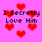 Pixelated red hearts float over a pink background with repeated text "I Secretly Love Him" in black block letters.