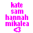 A static image displays four of identical text blocks with a heart symbol below each block, all in bright pink on white background