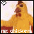 Animated pixel art of a chicken character with changing heart icons and text overlays across four