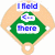 Four baseball diamond-shaped icons with green infield and beige outfield, each containing text or symbols in blue and white.