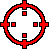Red crosshair with four small red squares at cardinal points on a gray background.