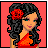 Animated contact sheet of a pixel-art woman in an orange gown with mermaid tail, red flower hair accessory, and 'Glamour' text elements on pink background.