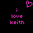 Pixelated pink text and heart symbol on black background, two identical side-by-side layouts with 'i love keith' below a heart.