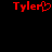 Red pixelated text 'Tyler' with a heart symbol replacing the 'y' on the left, and 'Tyler' on the right, against a black background.