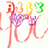 Pixelated icon with four colored numerals above two red figures holding hands, purple and blue details on a white background.