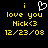 Yellow pixelated text on black background with white heart symbol above 'i' in left ; identical right lacks the heart